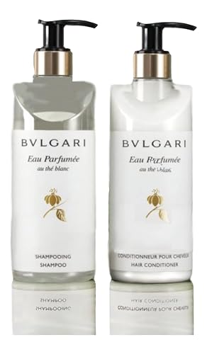 BVLGARI Eau Parfumee au the blanc White Tea Shampoo and Hair Conditioner Set of 2-10.1 Fluid Ounces/300 mL Each