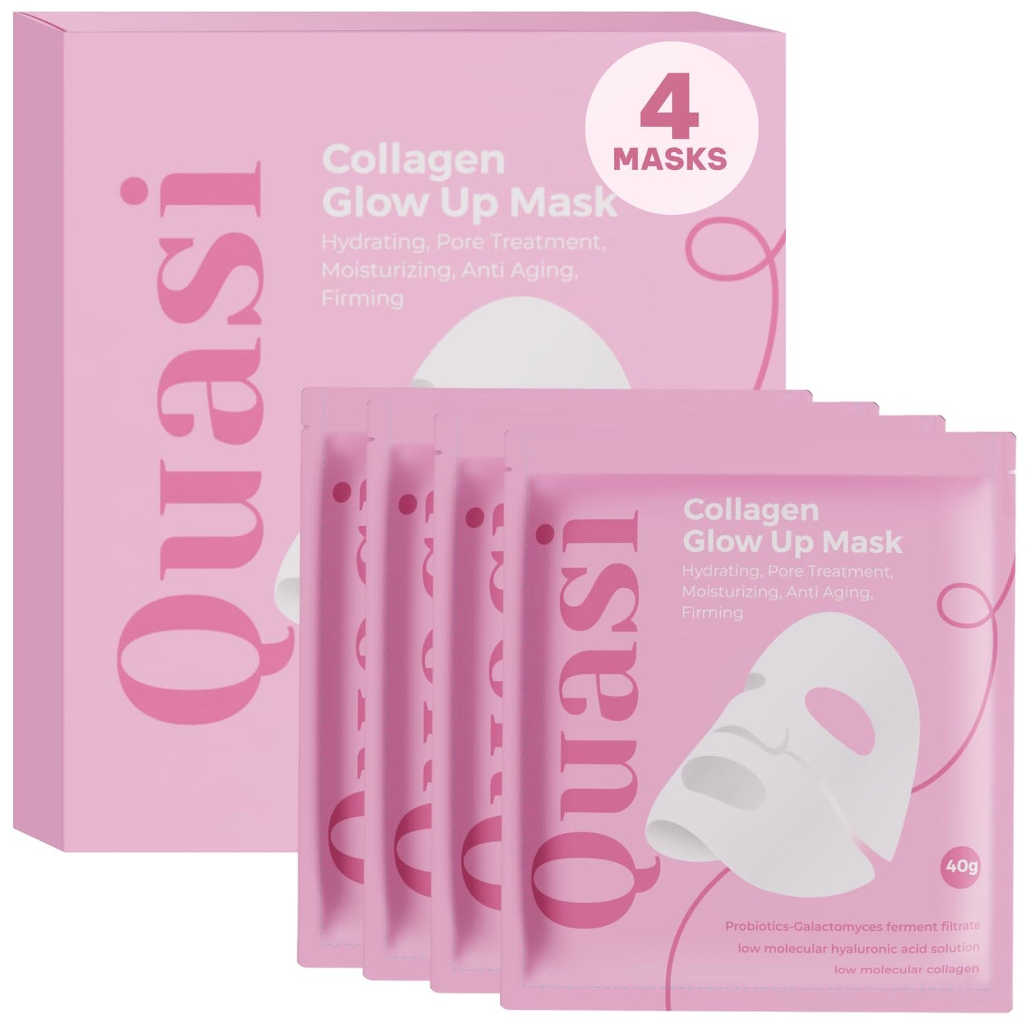 Quasi Bio-Collagen Face Mask Overnight - Hydrating Korean Sheet Mask - Niacinamide & Low Molecular Collagen - Firming & Smoothing Skincare for All Beauty and Personal Care Quasi