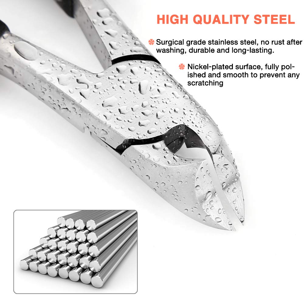 BEZOX Thick Toenail Clippers for Seniors - Large Toe Nail Clippers for Thick Nails, Precision Comfort Grip Long Handle Fingernail Clippers, Effortless