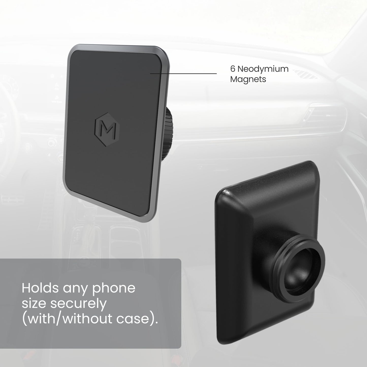 Mighty Mount Magnetic Car Mount with Ultra Strong Magnets - Car Phone Holder Perfect for Magsafe Compatible Device iPhone 12-17 & iPhone Air, Galaxy…