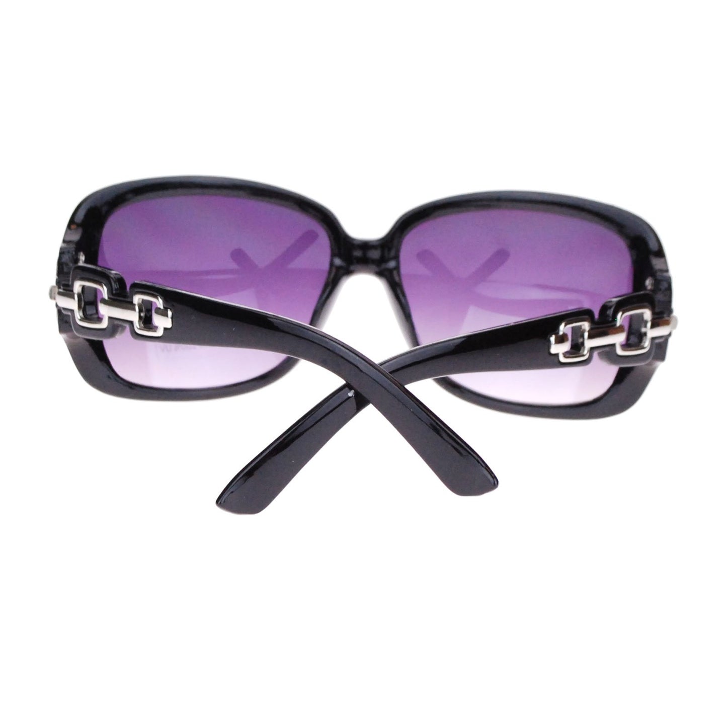 SA106 Womens Oversized Rectangular Rhinestone Encrusted Chain Arm Fashion Sunglasses Black