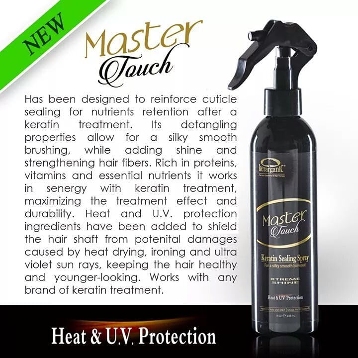 Kerarganic Master Touch Keratin Sealing Spray (8oz/236ml) - Designed to Reinforce Cuticle Sealing for Nutrient Retention after a Keratin Treatment