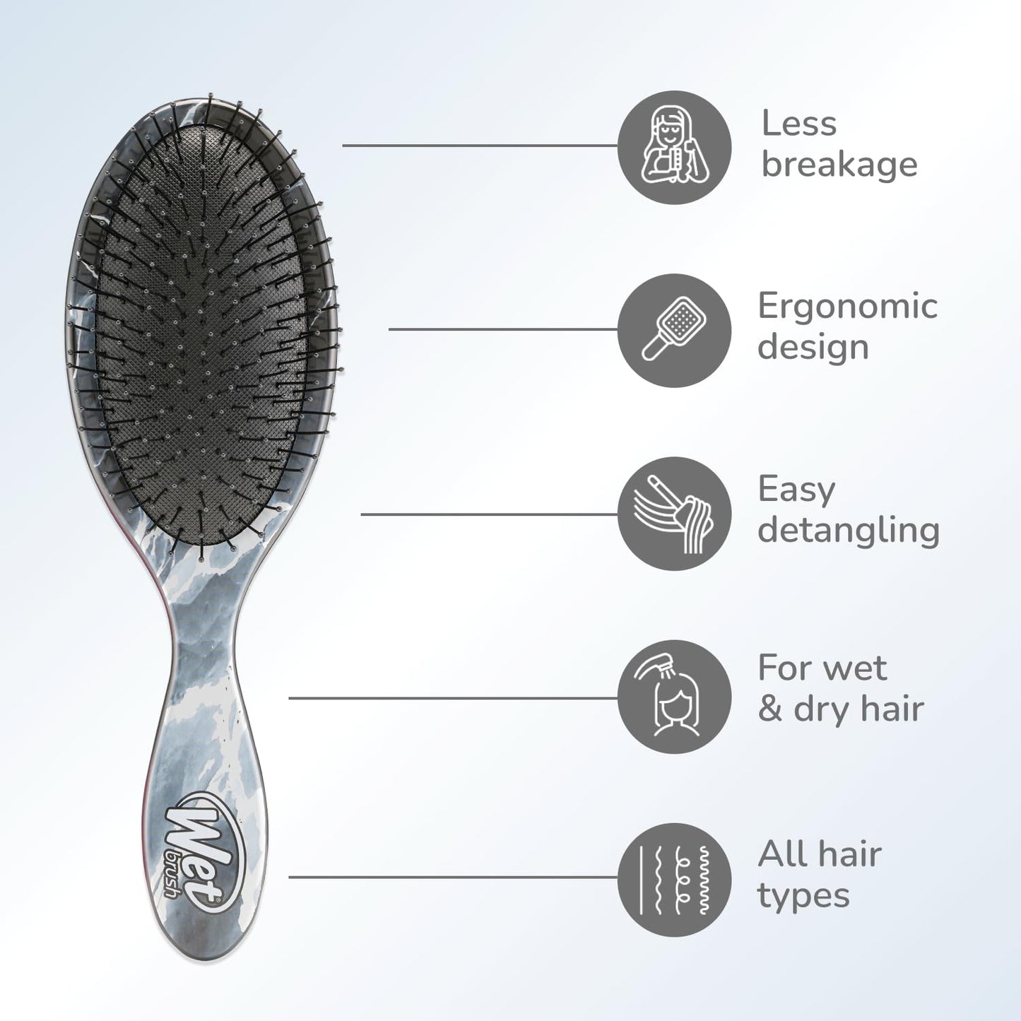 Wet Brush Original Detangler Brush - Metallic Marble, Onyx - All Hair Types - Ultra-Soft IntelliFlex Bristles Glide Through Tangles with Ease