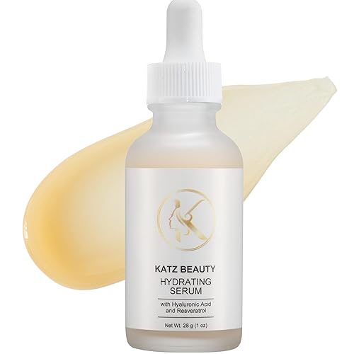 Katz Beauty Hydrating Serum with Hyaluronic Acid & Resveratrol - Plumping Face Serum for Dry, Sensitive Skin, Moisturizing Glow for Women & Men, 1 fl