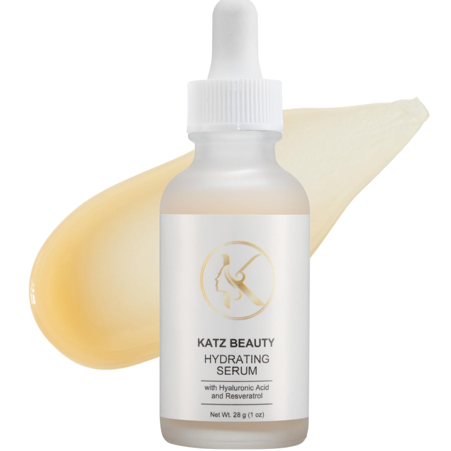 Katz Beauty Hydrating Serum with Hyaluronic Acid & Resveratrol - Plumping Face Serum for Dry, Sensitive Skin, Moisturizing Glow for Women & Men, 1 fl