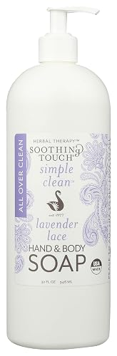 Soothing Touch Hand & Body Soap, Lavender Lace, 32 oz, Professional Grade Lavender Oil, Gentle, Paraben Free, Vegan