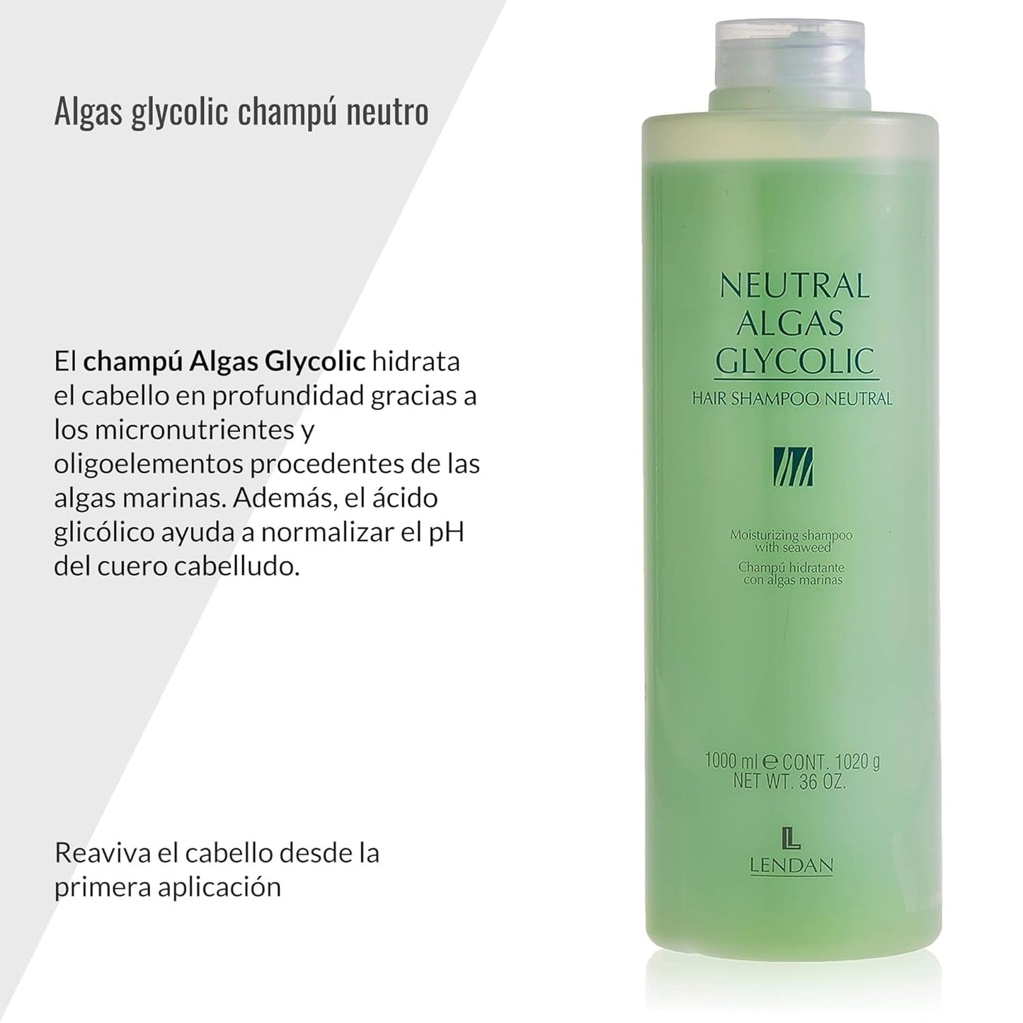Lendan Algae Glycolic Hair Care Kit, Hydrating Neutral pH Shampoo and Instant Detangling Conditioner, Marine Algae with Glycolic Acid