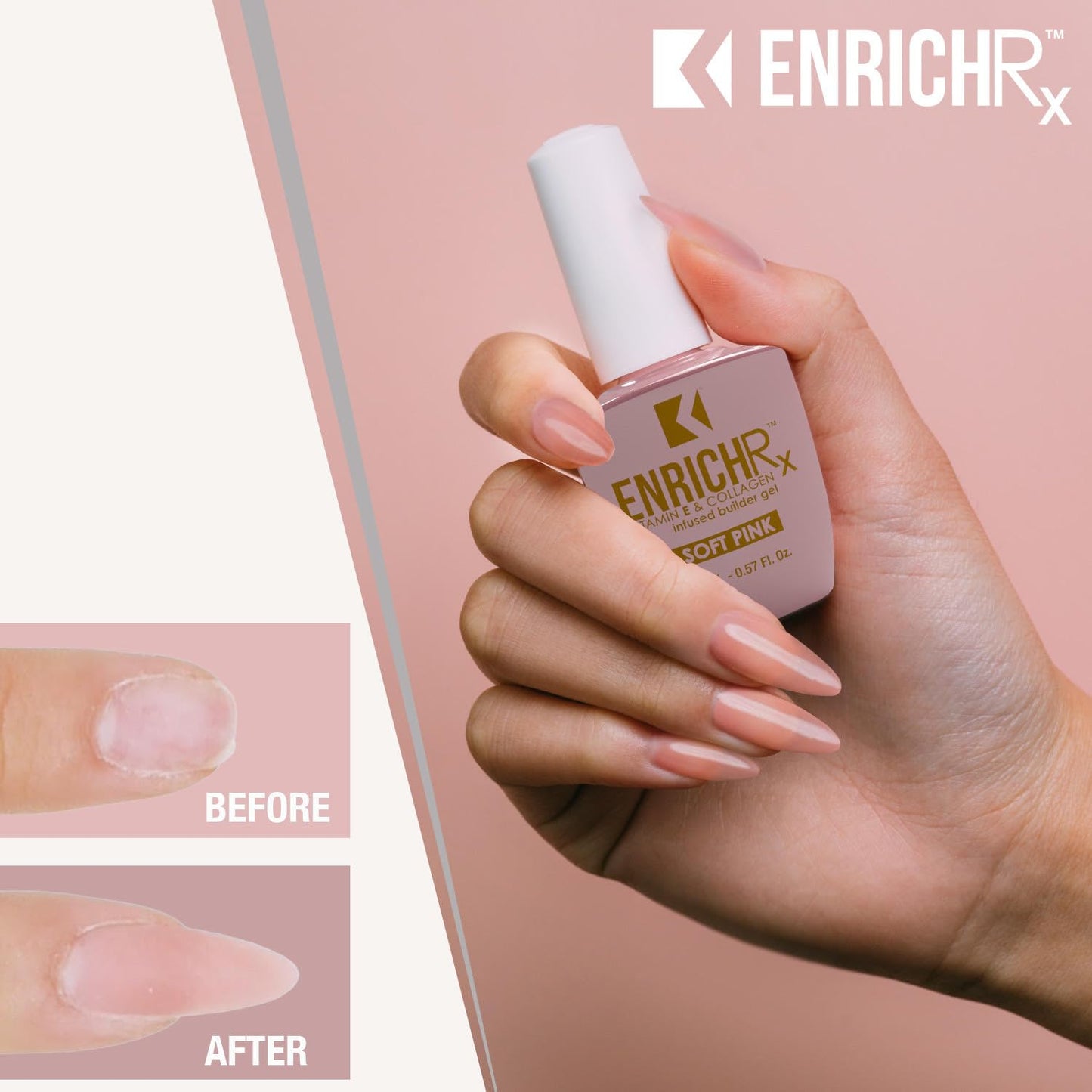 KUPA EnrichRx Builder Gel, Soft Pink, Vitamin E & Collagen Infused, UV/LED Soak-Off Gel Brush On Natural Nail, 0.57 Fl Oz Beauty & Personal Care KUPA