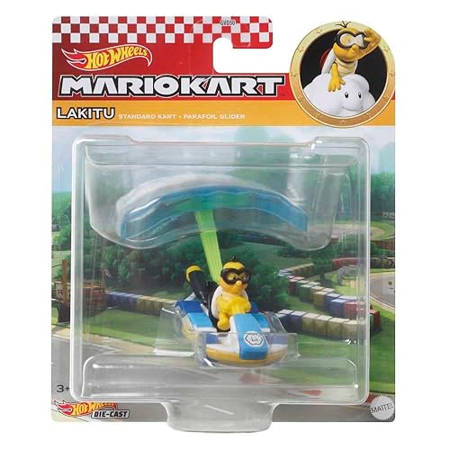 Hot Wheels Mario Kart Lakitu with Standard Kart and Parafoil Glider