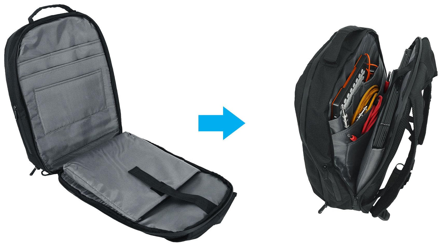 Rockville DJBP24 Rugged DJ Backpack, 11 Compartments, Fits Two 17" Laptops, YKK Zippers, Waterproof Track, Rubber Feet, for DJs, Musicians, and Producers