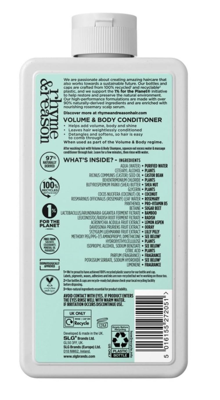 Rhyme & Reason 12 fl oz VOLUME & BODY Shampoo and Conditoner Set For Fine, Flat Hair