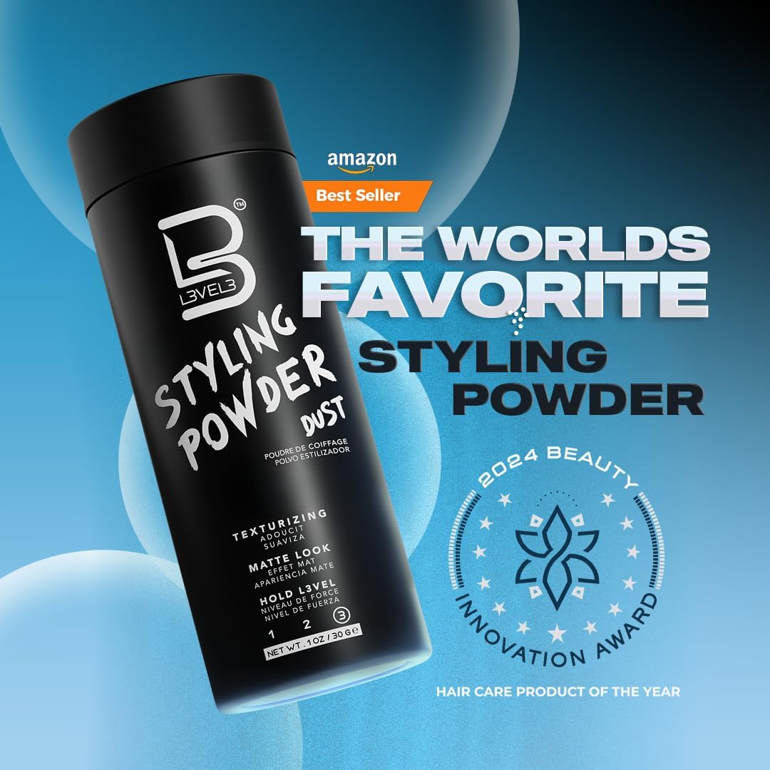 L3 Level 3 Travel Styling Powder - Small 0.18 oz for Travel - Natural Look Mens Powder - Sample Styling Powder