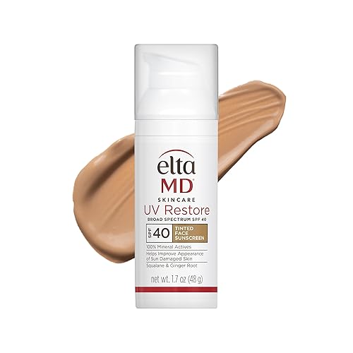 EltaMD UV Restore Tinted Sunscreen for Face SPF 40, Tinted Mineral Sunscreen for Sun Damaged Skin Repair Face, Anti Aging Zinc Oxide Moisturizer