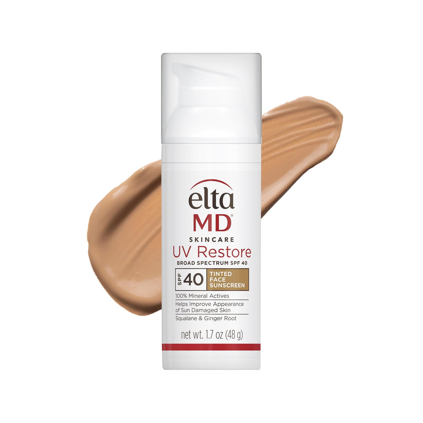 EltaMD UV Restore Tinted Sunscreen for Face SPF 40, Tinted Mineral Sunscreen for Sun Damaged Skin Repair Face, Anti Aging Zinc Oxide Moisturizer