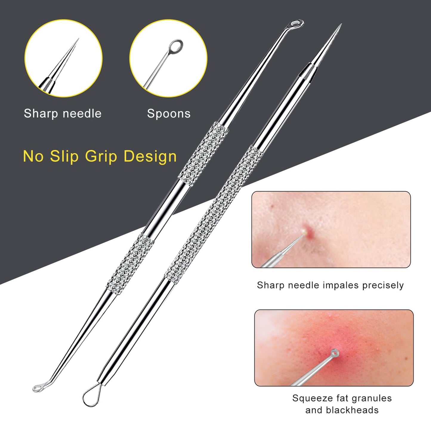 Pimple Popper Tool Kit - Boxoyx 10 Pcs Blackhead Remover Comedone Extractor Kit with Metal Case for Quick and Easy Removal of Pimples, Blackheads, Zit Beauty and Personal Care Boxoyx