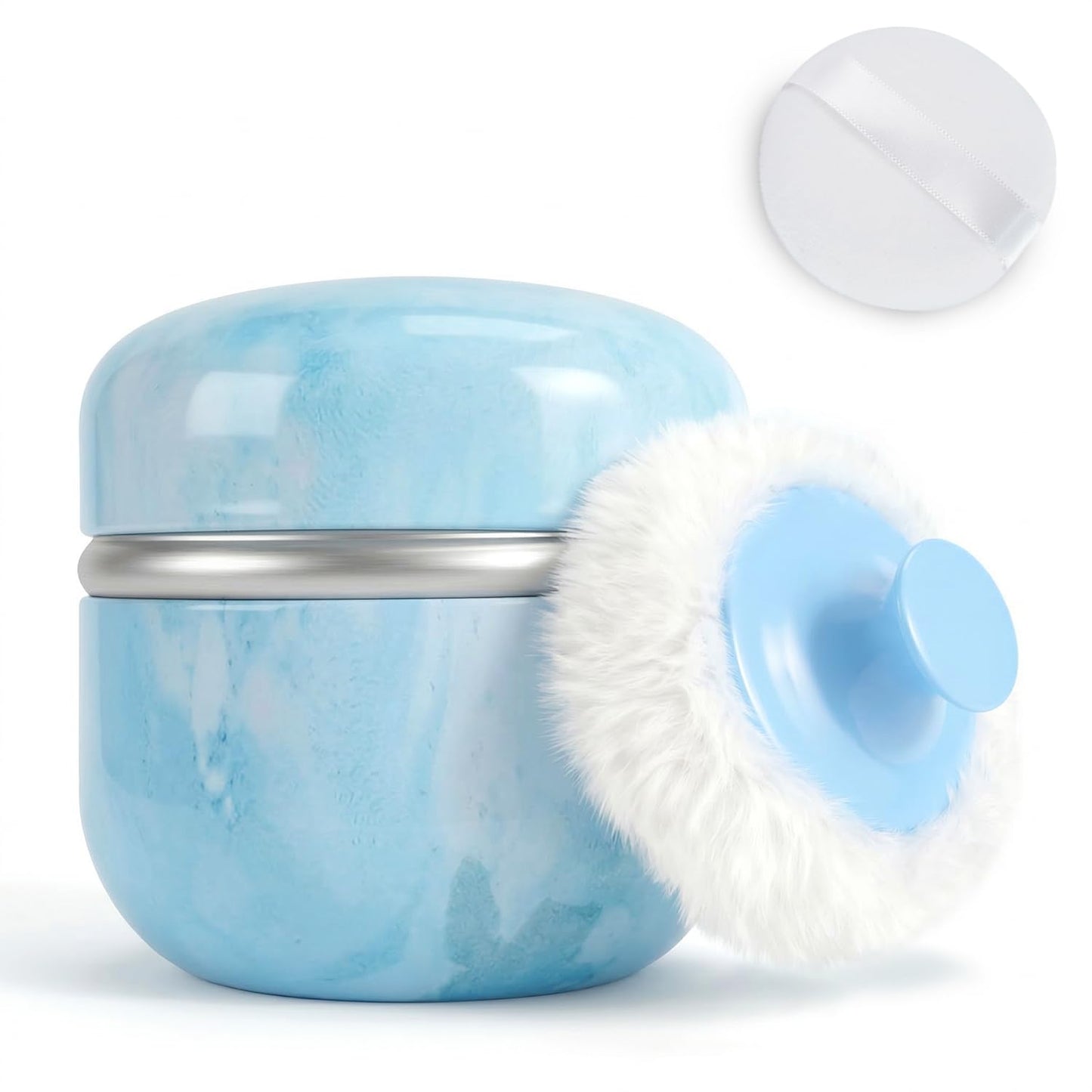 SHIMIDO Body Powder Puff and Container, 3.15" Portable Empty Body Powder Container for Baby Women's Loose Dusting Powder, Powder Case Box with Lids Beauty and Personal Care SHIMIDO Default Title