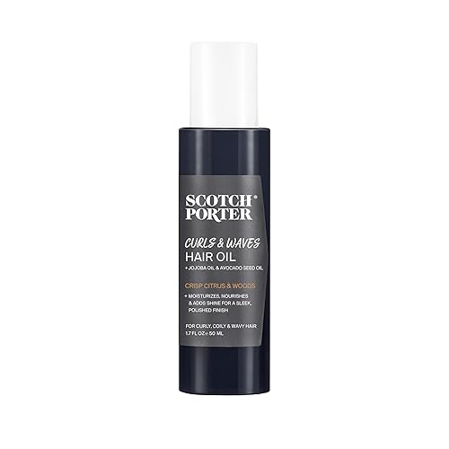 Scotch Porter Curls & Waves Hair Oil for Men | Seals in Moisture, Detangles & Prevents Frizz | Free of Parabens, Sulfates & Silicones | Vegan | 1.7oz