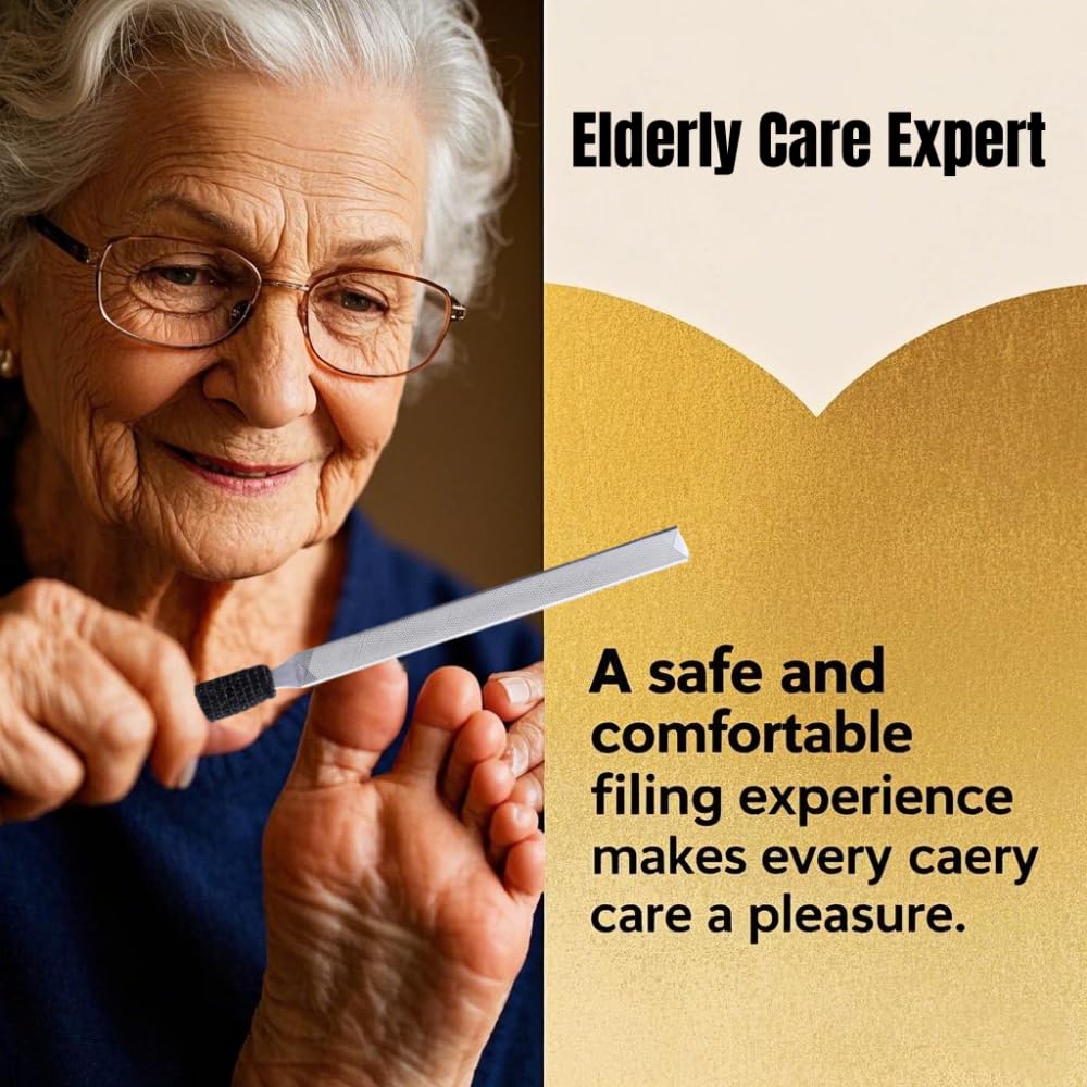 IDOU Toe Nail Files for Thick Nails,Stainless Steel 4 Sides 7 inch Length,Nail Files for Men Seniors & Dogs