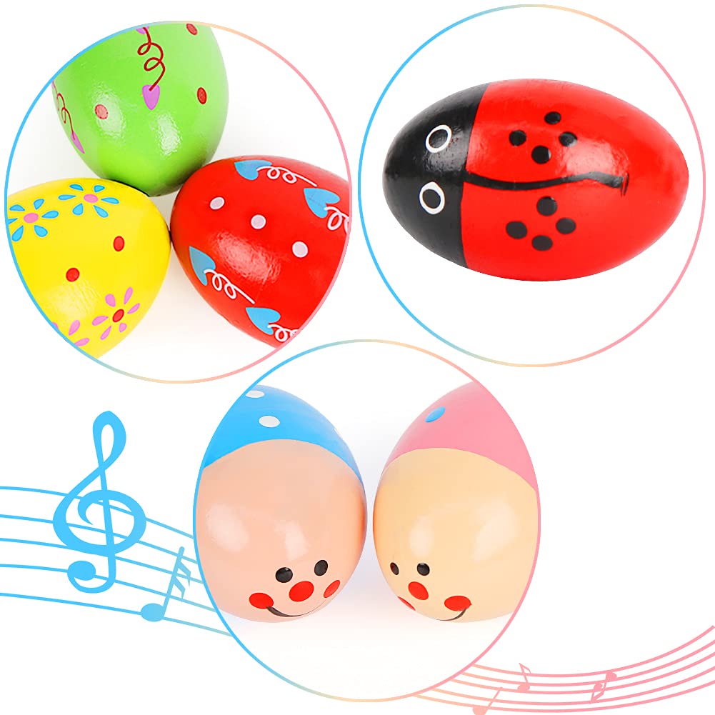 SallyFashion 6PCS Wooden Shaker Eggs for Toddlers – Egg Maracas Percussion Instruments for Party Favors, Goodie Bags & Classroom Prizes