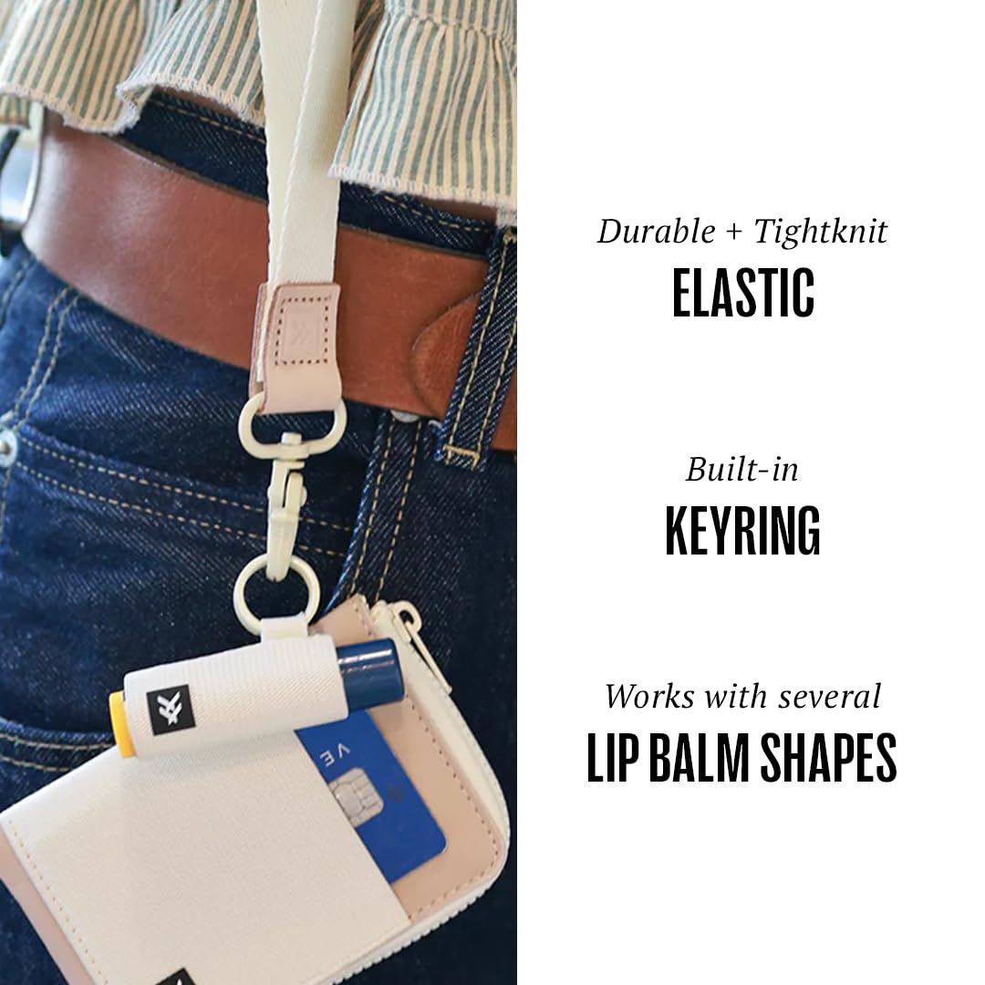 Thread Wallets Elastic Chapstick and Lip Gloss Holder Keychain (Off-white)
