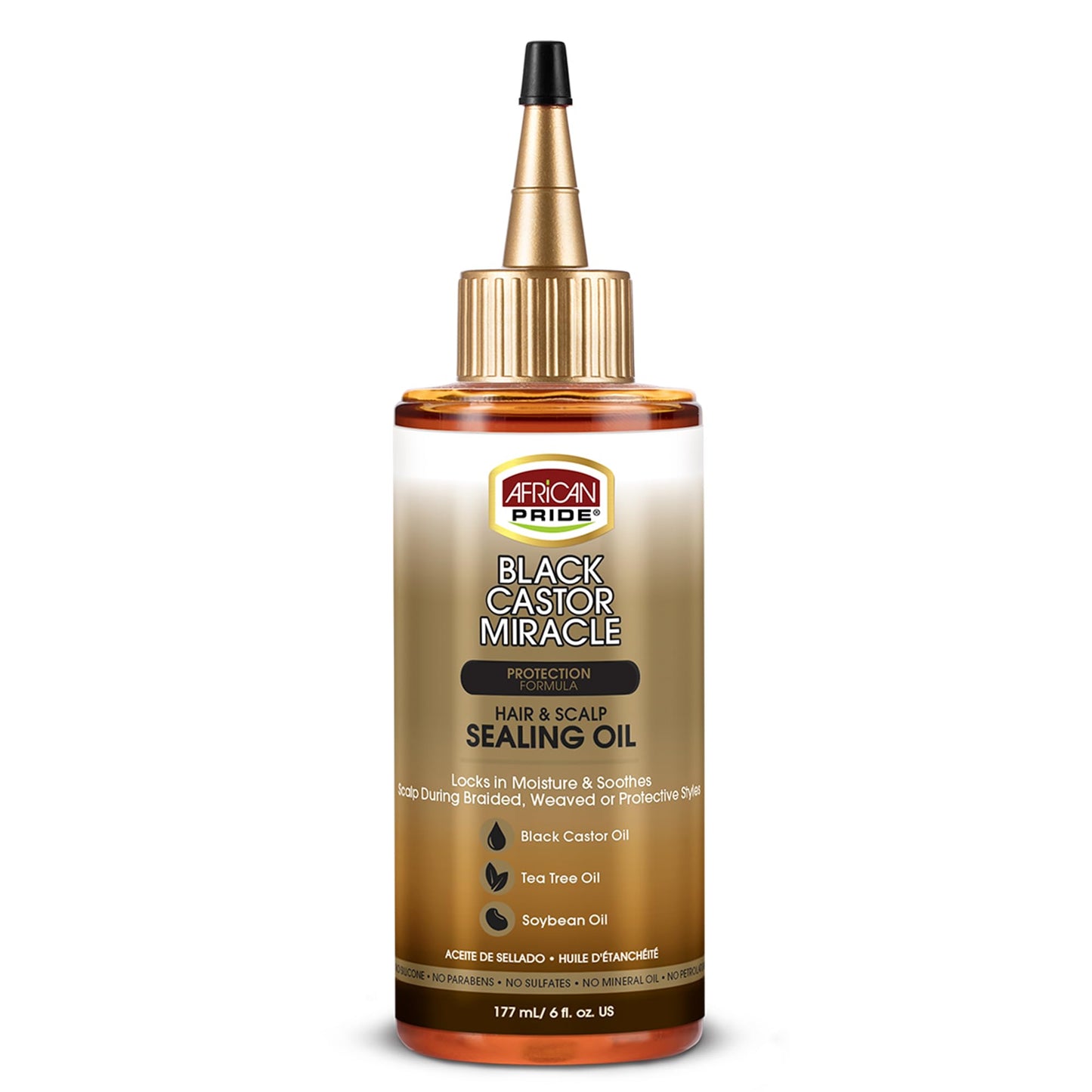 African Pride Black Castor Miracle Hair & Scalp Sealing Oil - Hair Oil with Black Castor, Tea Tree & Soybean Oil for Moisture Lock, Scalp Relief