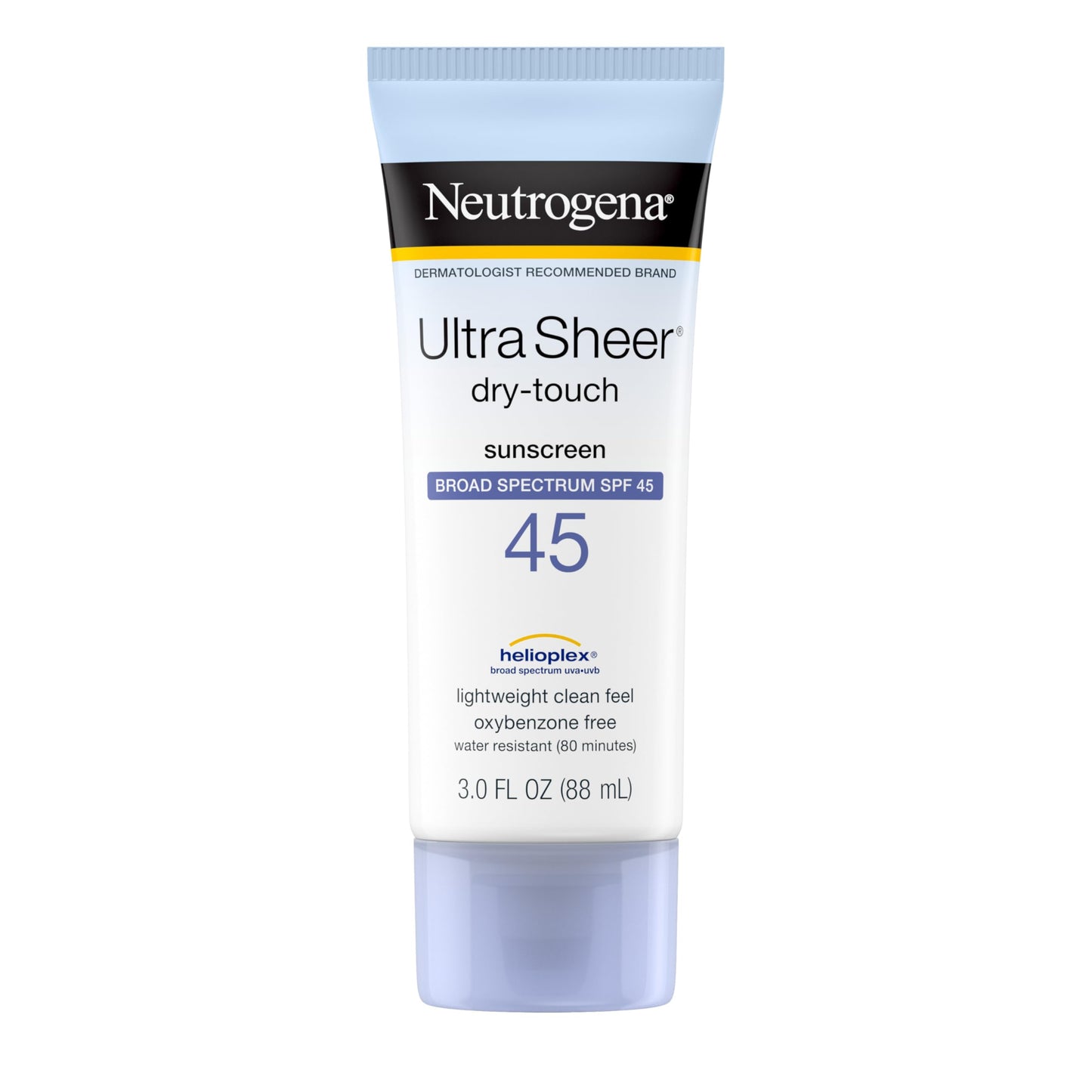 Neutrogena Ultra Sheer Dry-Touch Sunscreen Lotion, Broad Spectrum SPF 45 UVA/UVB Protection, Light, Water Resistant, Non-Comedogenic; Non-Greasy