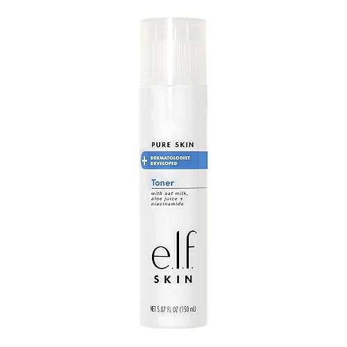 e.l.f. Skin Pure Skin Toner, Gentle, Soothing & Exfoliating Daily Toner for A Smoother-Looking Complexion, Made with Oat Milk, Aloe Juice