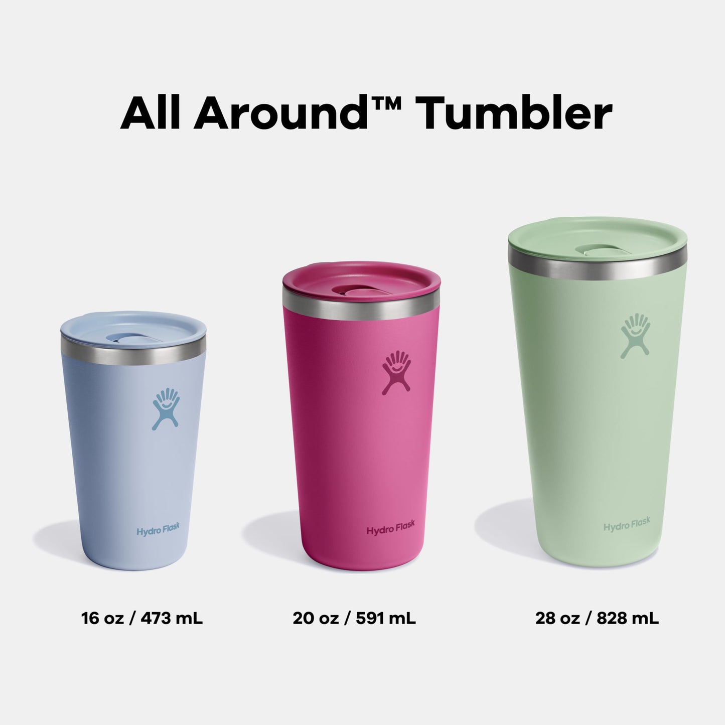 Hydro Flask All Around Tumbler Press-In Lid, Insulated Travel Mug, Stainless Steel Coffee Cup 16 Oz Trillium Pink