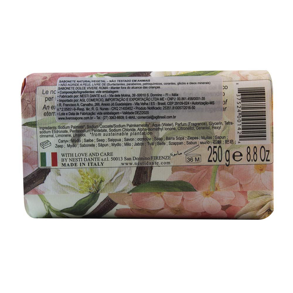Nesti Dante Nesti dante dolce vivere fine natural soap - roma - olenander in bloom, muscat and fig, 8.8oz, 8.8 Ounce