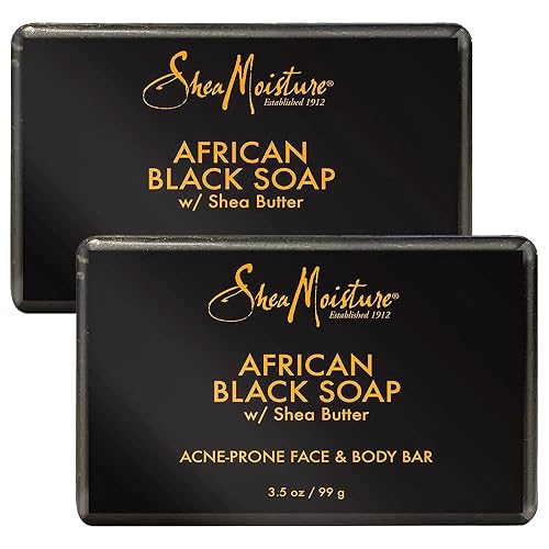 Shea Moisture African Black Soap with Shea Butter, Skin Care, Acne Prone Skin, African Black Soap Face Wash, Soap, Authentic African Black Soap Bar