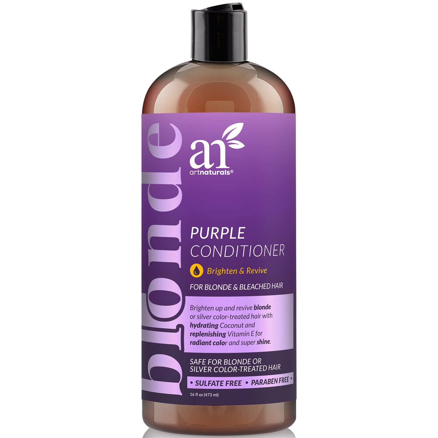 Artnaturals Purple Conditioner - (16 Fl Oz / 473ml) - Protects, Balances and Tones - Bleached, Color Treated, Silver, Brassy and Blonde Hair - Sulfate