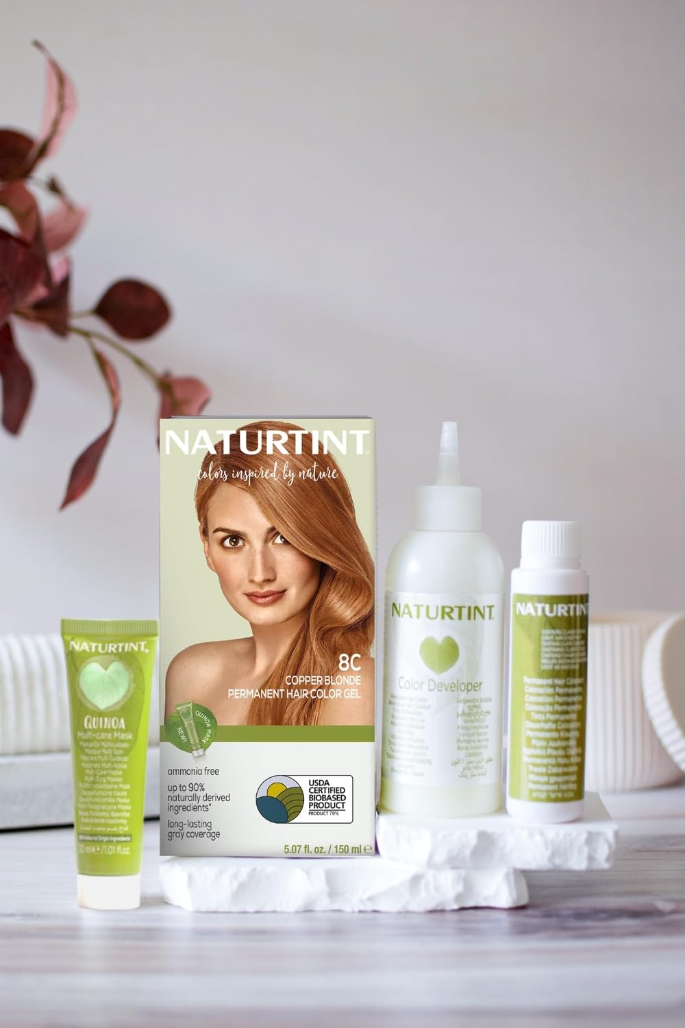 Naturtint 8C Copper Blonde Permanent Hair Color (Pack of 1), Ammonia Free, Vegan, Cruelty Free, up to 100% Gray Coverage, Long Lasting Results