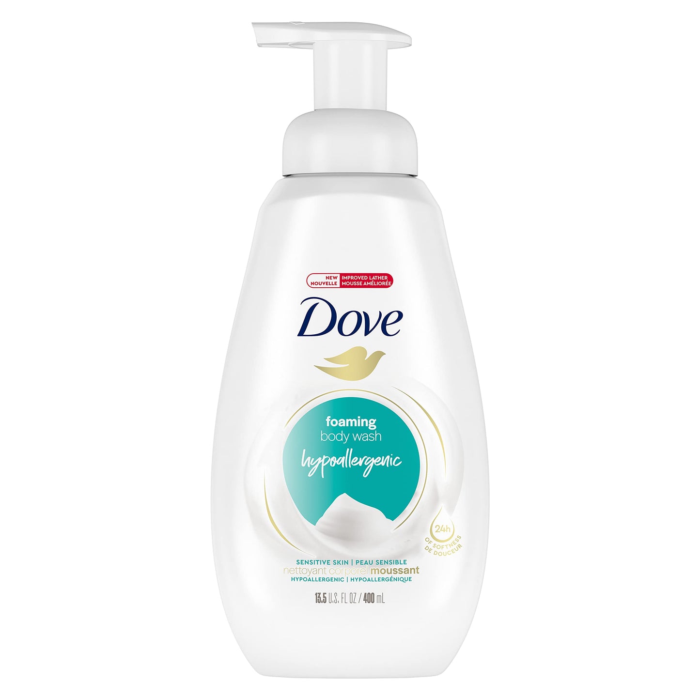 Dove Shower Foam with Nutrium Moisture Technology/Hypoallergenic Gentle Bodywash, Sensitive Skin, 13.5 Fl Oz