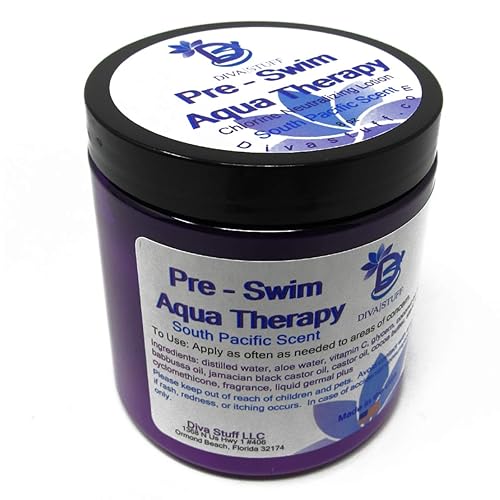 Diva Stuff Pre-Swim Aqua Therapy Chlorine Neutralizing Body Moisturizing Lotion for Swimmers, Protects Skin from Chlorine and Salt Water, 8 oz - Made