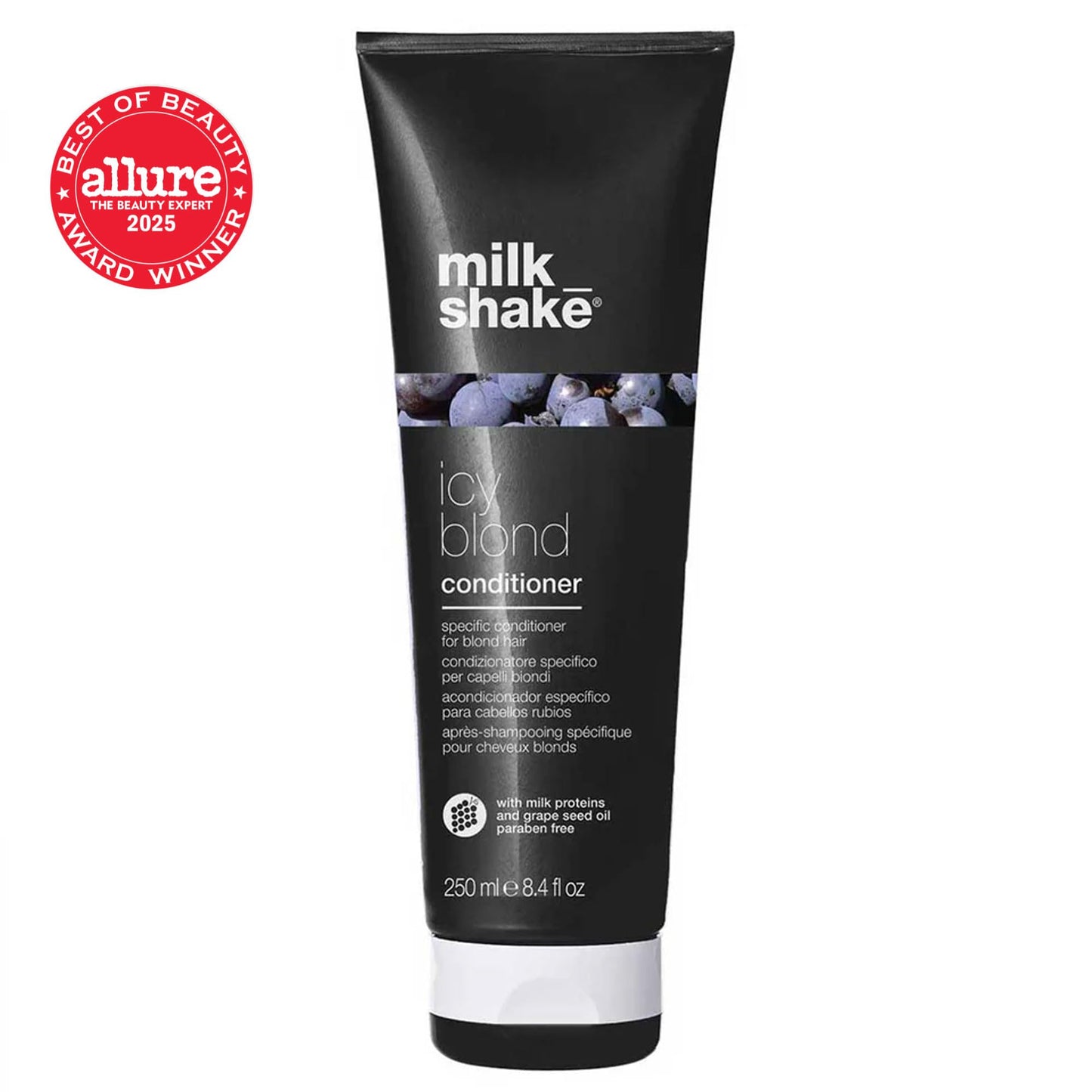 milk_shake icy blond conditioner | award winning toning conditioner with black pigment to neutralize yellow and brass in platinum blonde hair | Beauty and Personal Care milk_shake