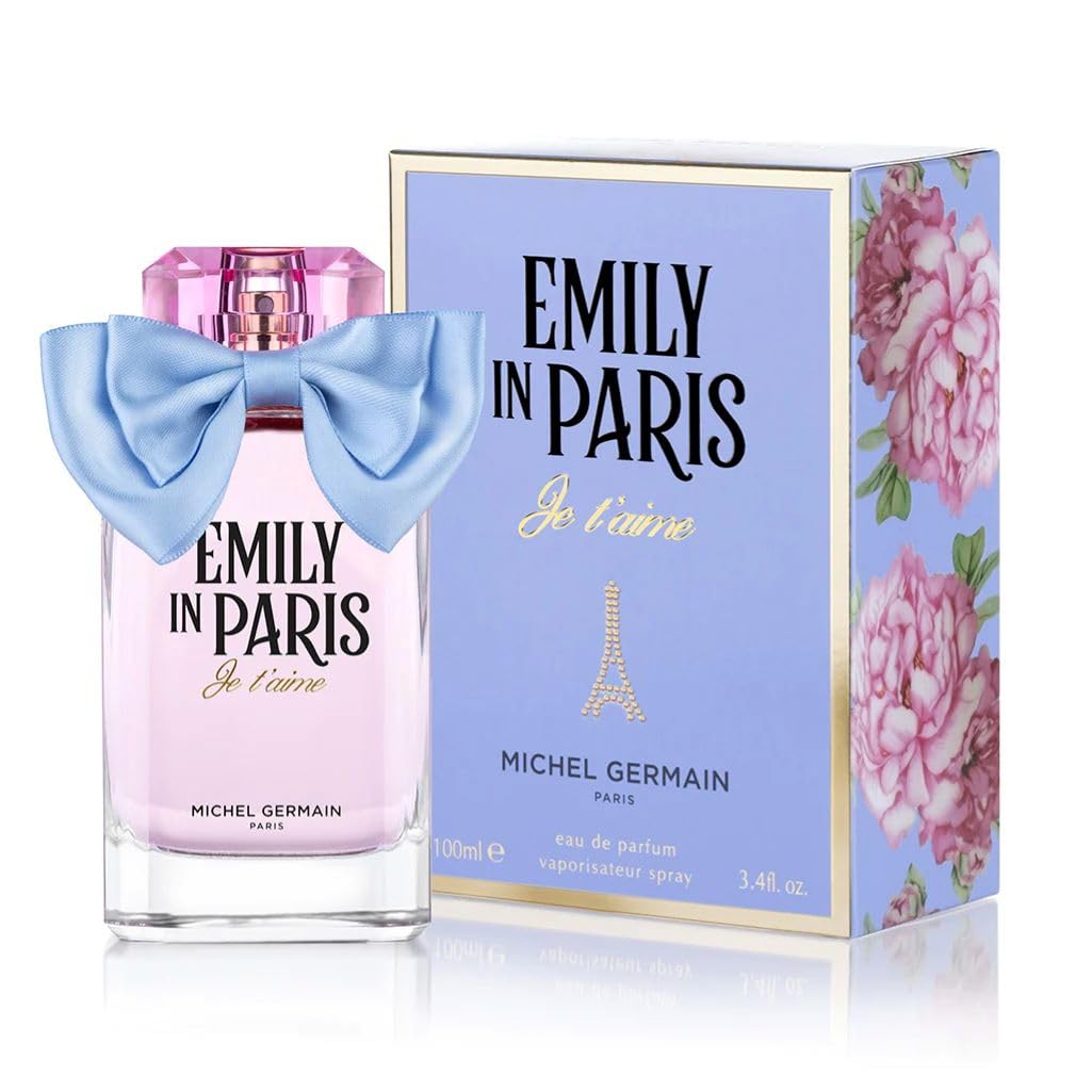 Michel Germain Emily in Paris Je T'aime Eau de Parfum Women's Fragrance Spray, Floriental Woody Scent, Top Notes of Pink Pepper, Raspberry, Seductive & Sophisticated Perfume Gift for Women, 3.4 Fl Oz