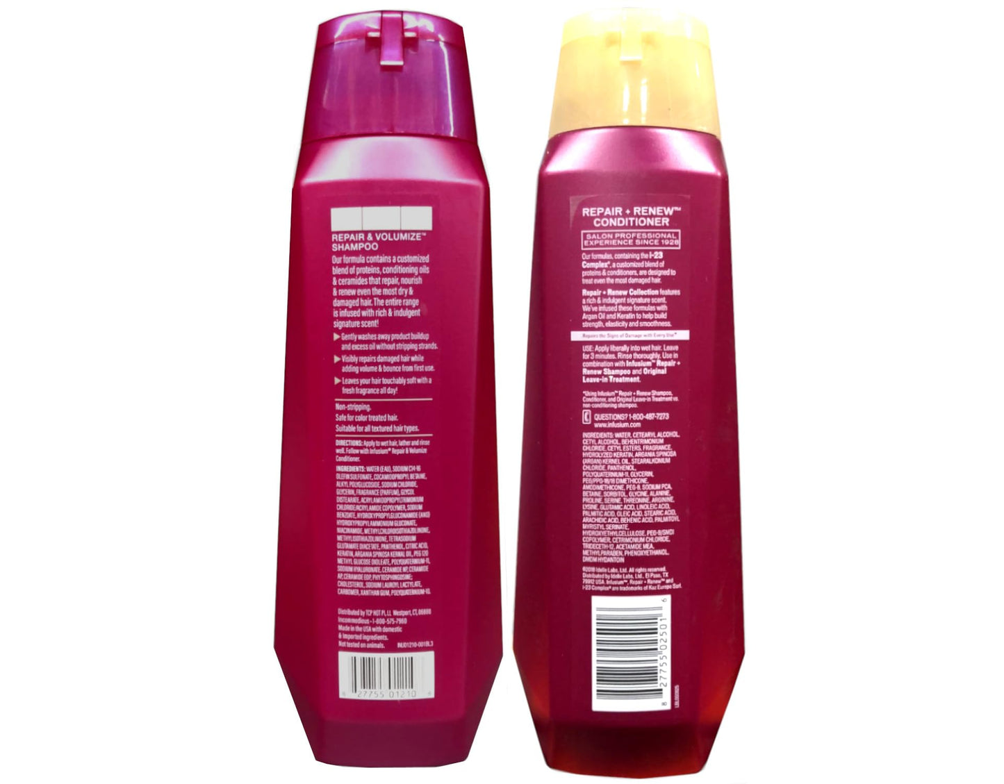 INFUSIUM Shampoo & Conditioner Repair & Volumize, Repair/Nourish/Renew, with Collagen, Building Peptides & Hyaluronic Acid for Dry & Damaged Hair