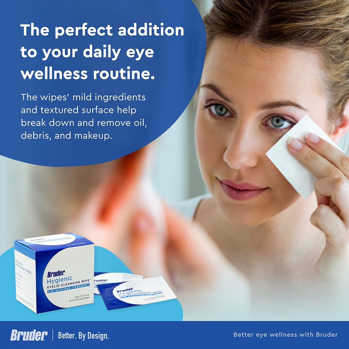 Bruder Eyelid Cleansing Wipes, 30 Count (Pack of 3), Hygienic Eye Care for Removing Excess Oil and Debris from Eyelids and Lashes, Rinse-Free Beauty and Personal Care Bruder