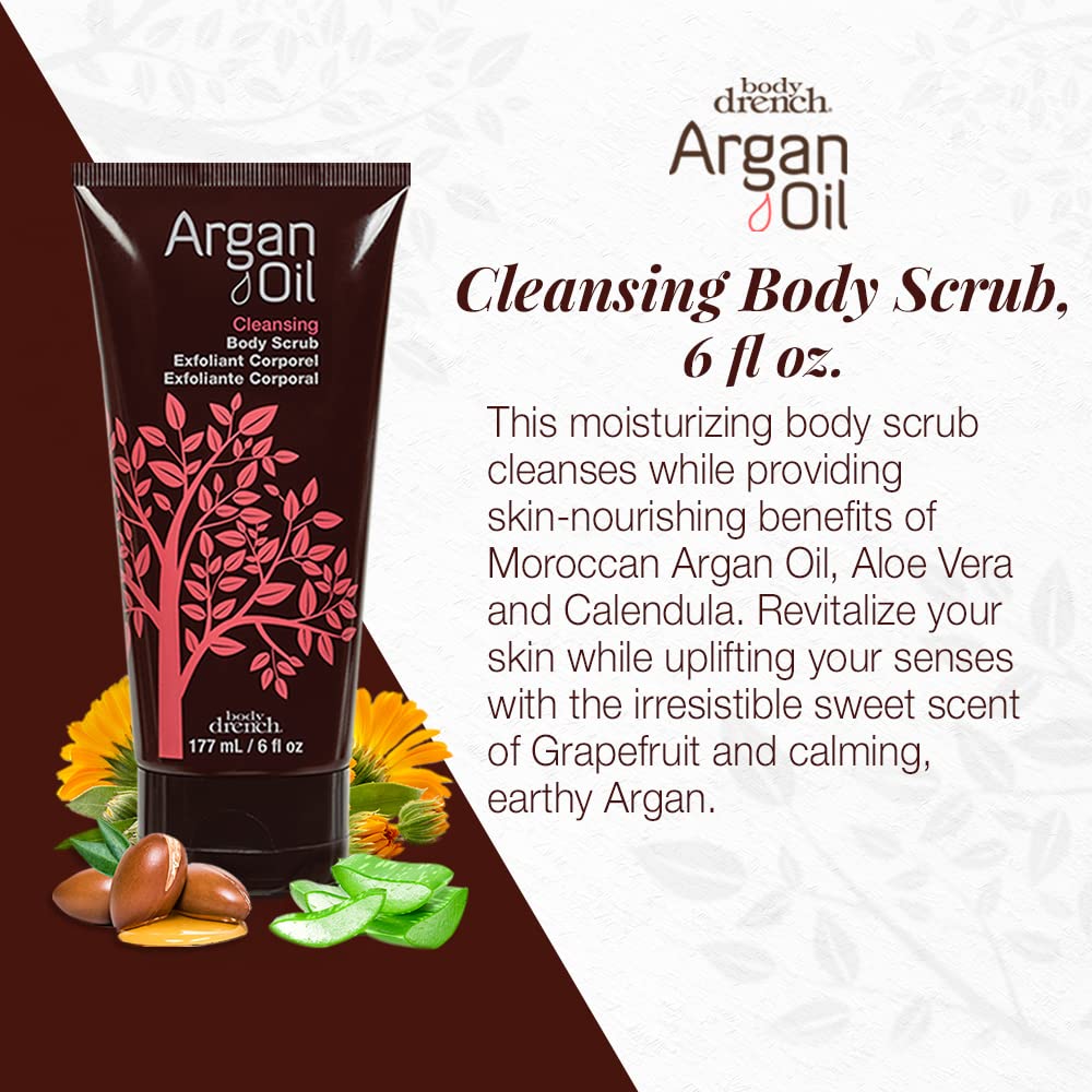 Body Drench Argan Oil Body Scrub for Women - Body Exfoliator Scrub & Deep Cleansing Skin Polish for Smooth Skin, Removes Dead Skin Cells, 6 fl oz Beauty & Personal Care Body Drench