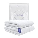 FluffCo Luxury Hotel Towel - Highly Absorbent Premium Bath Towel - Made from 100% Cotton - Super Soft White Towels with Twill Satin Border…