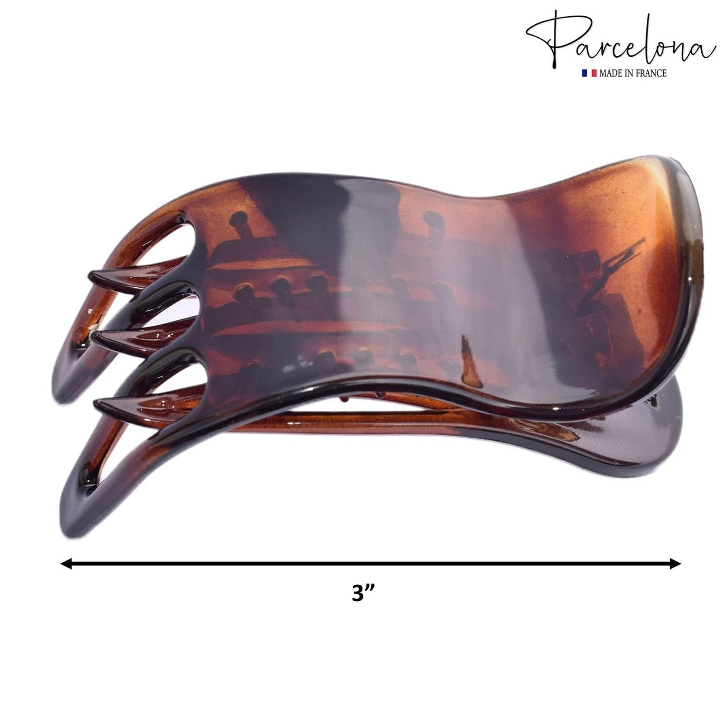 Parcelona French Simply Bear Paw Medium 3” Celluloid Non Slip Side Slide In Jaw Yoga for Fine Hair Fashion Durable Styling Women Hair Accessories Claw