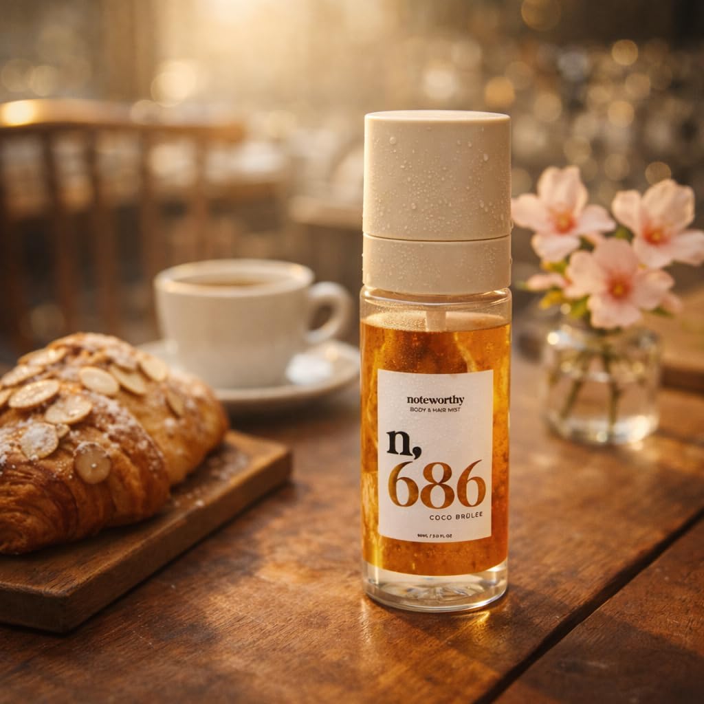 Noteworthy n,686 Coco Brulee Body Mist - Warm Gourmand • Toasted Coconut • Almond Blossom • Vanilla Sugar | Lightweight Fragrance Mist for Hair & Skin