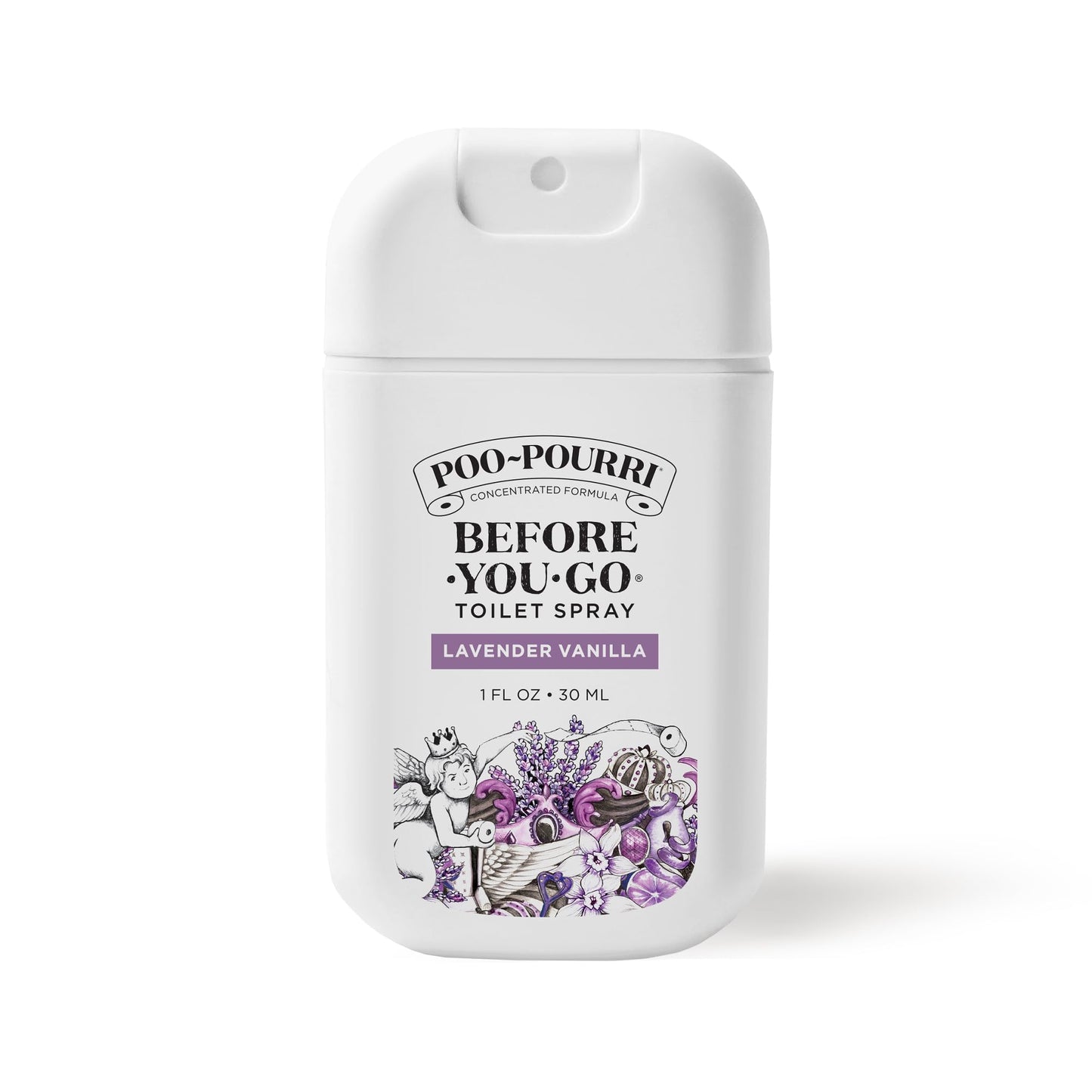 Poo-Pourri Lavender Vanilla Toilet Spray – Travel Size Odor Trap with Essential Oils & Plant-Based Ingredients – Citrus Scent