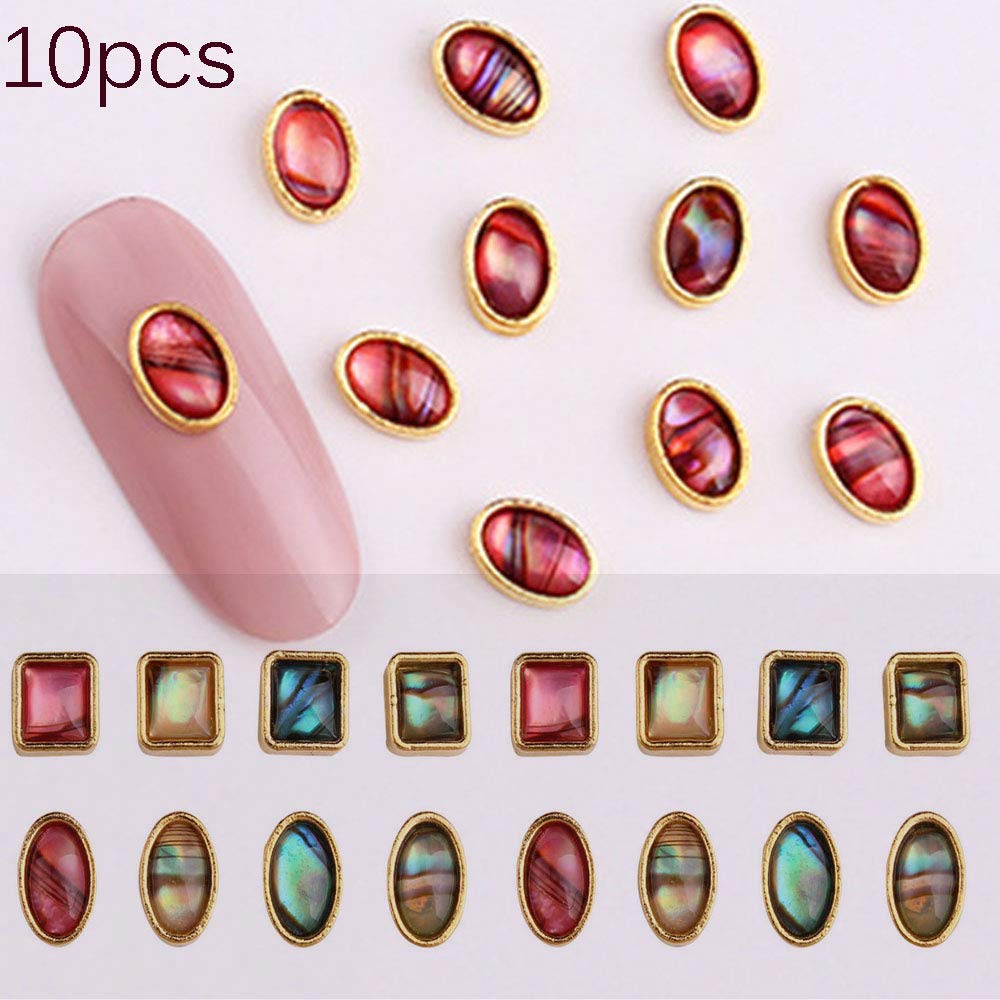 10pcs Japanese Ultra-thin Shell Alloy Gold Edging Nail Ornament DIY Nail Art Decorations Shiny Manicure Accessories 3D Nail Jewelry(07) Beauty & Personal Care GOUDAI