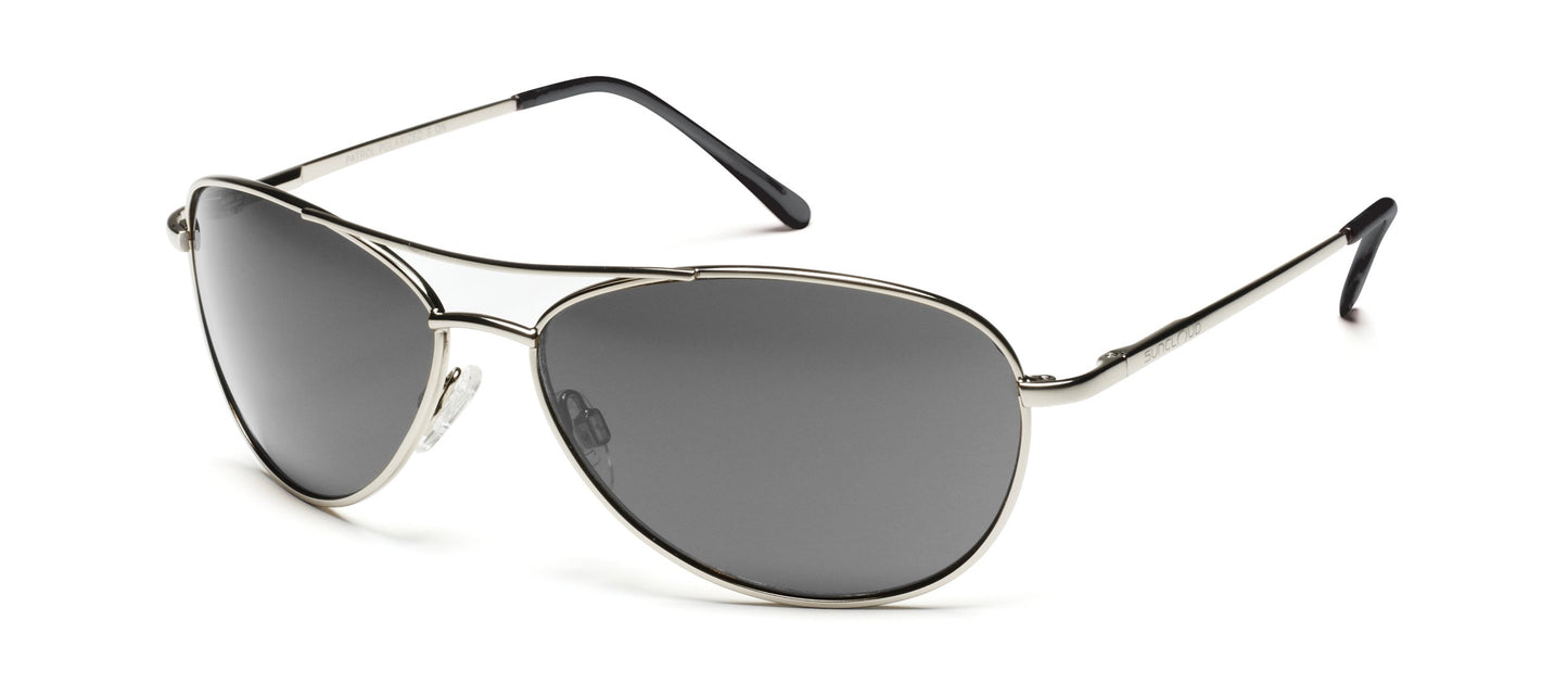 Suncloud Patrol Polarized Sunglasses - 100% UV Protection - Comfortable Fit, Trendy Design - for Men & Women - Silver + Polarized Gray Lenses