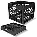 CleverMade Collapsible Milk Crate, Obsidian, 1PK - 25L (6 Gal) Stackable Storage Bins, Holds 50lbs Per Bin - Clevercrates are Heavy Duty, Plastic…
