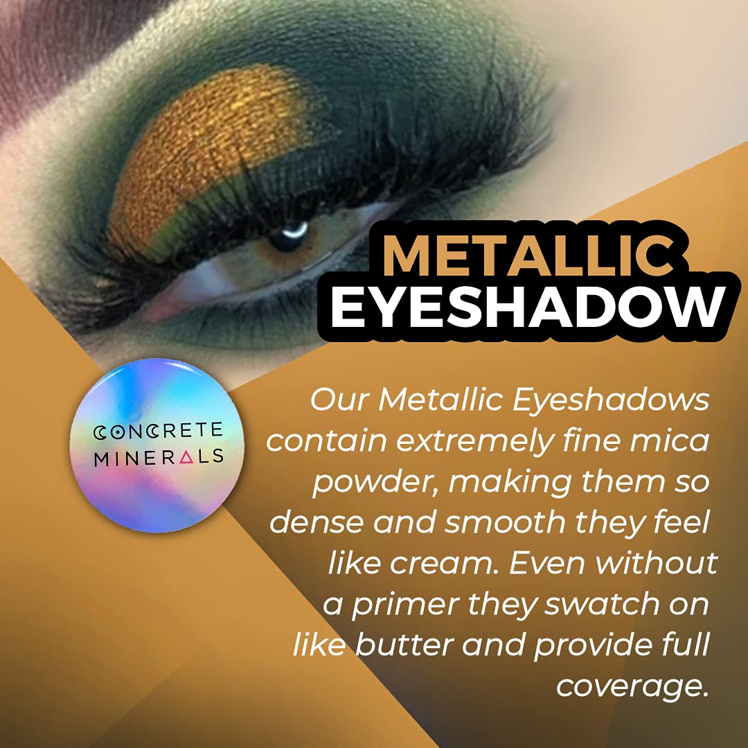 Concrete Minerals Metallic Eyeshadow, Silky- Smooth and Highly Pigmented, Longer-Lasting With No Creasing, 100% Vegan and Cruelty Free, 2.4 Grams