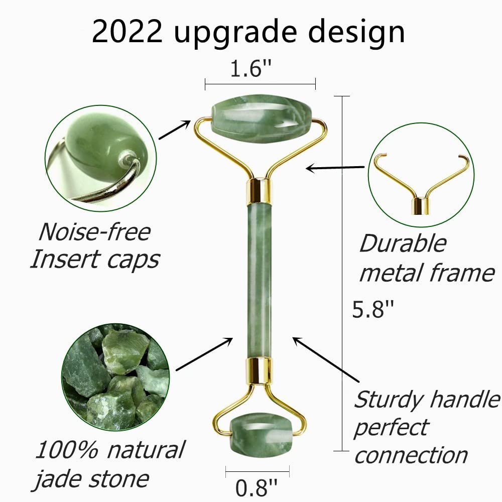 Ysrisny Gua Sha Facial Tools Jade Roller for Face - Facial Massage Tool for Anti Aging Wrinkles and Skin Rejuvenate -100% Natural Jade Stone for Face