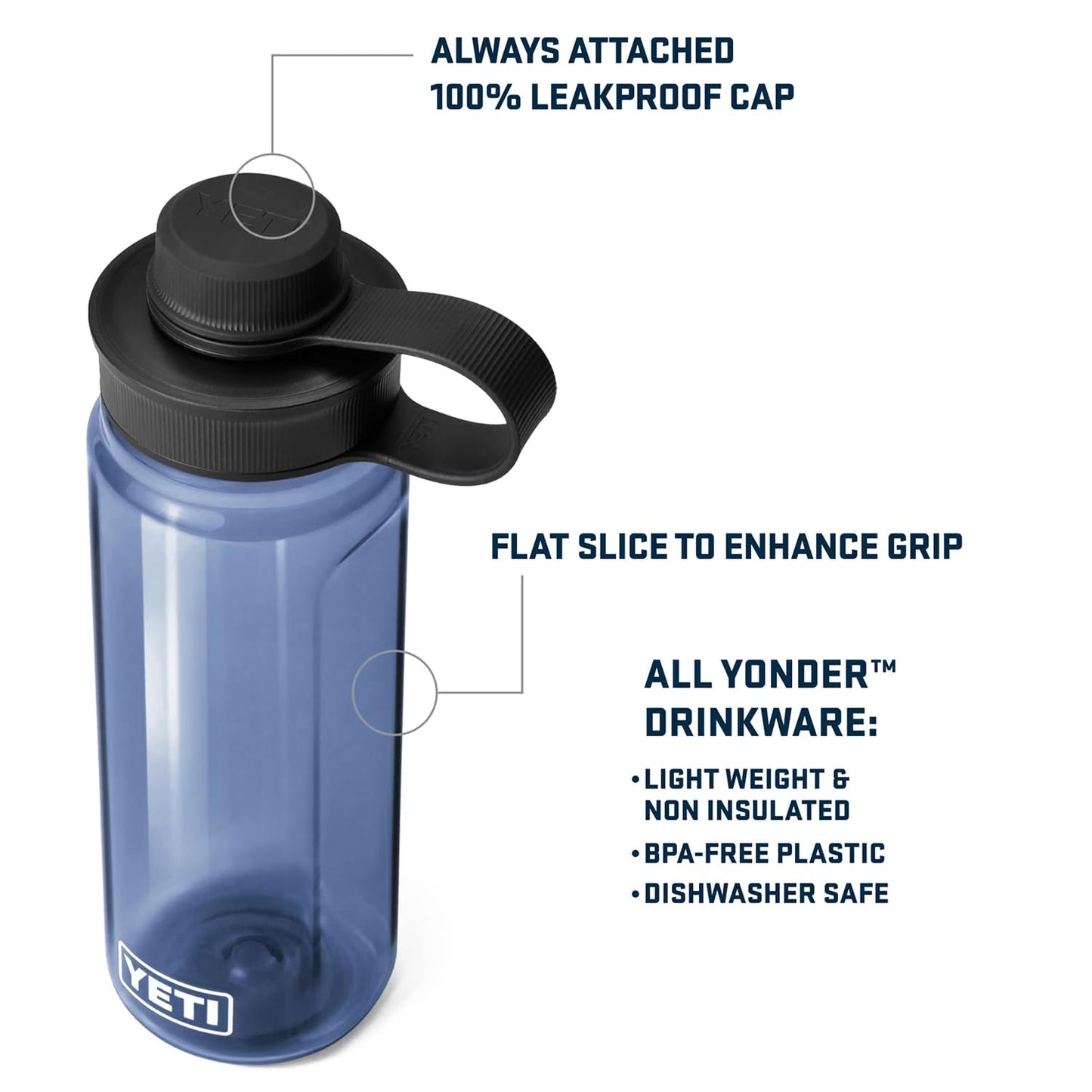 YETI Yonder 750 ml/25 oz Water Bottle with Yonder Tether Cap, Ultramarine Violet