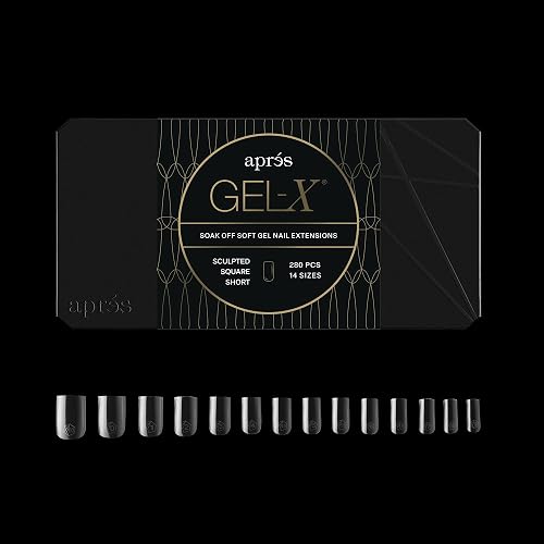 Aprés Gel-X® Square Box of Nail Tips | 280 Gel-X Tips, Soft Tips, 14 Sizes 00-9 | Half-sizes Included (Sculpted Square Short, 280 Count) Beauty & Personal Care APRÉS